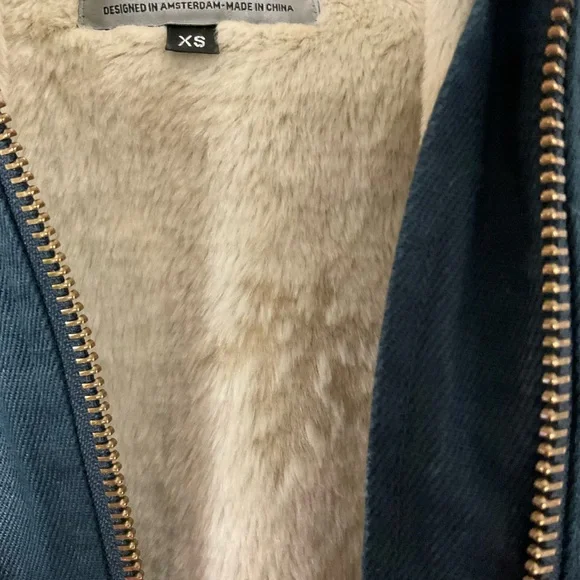 Hoodlamb Women’s Classic Hemp Jacket Size XS Dark Blue